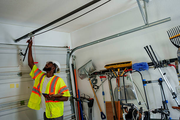 Professional Garage Door Spring Repair technician working in North Lindenhurst, NY